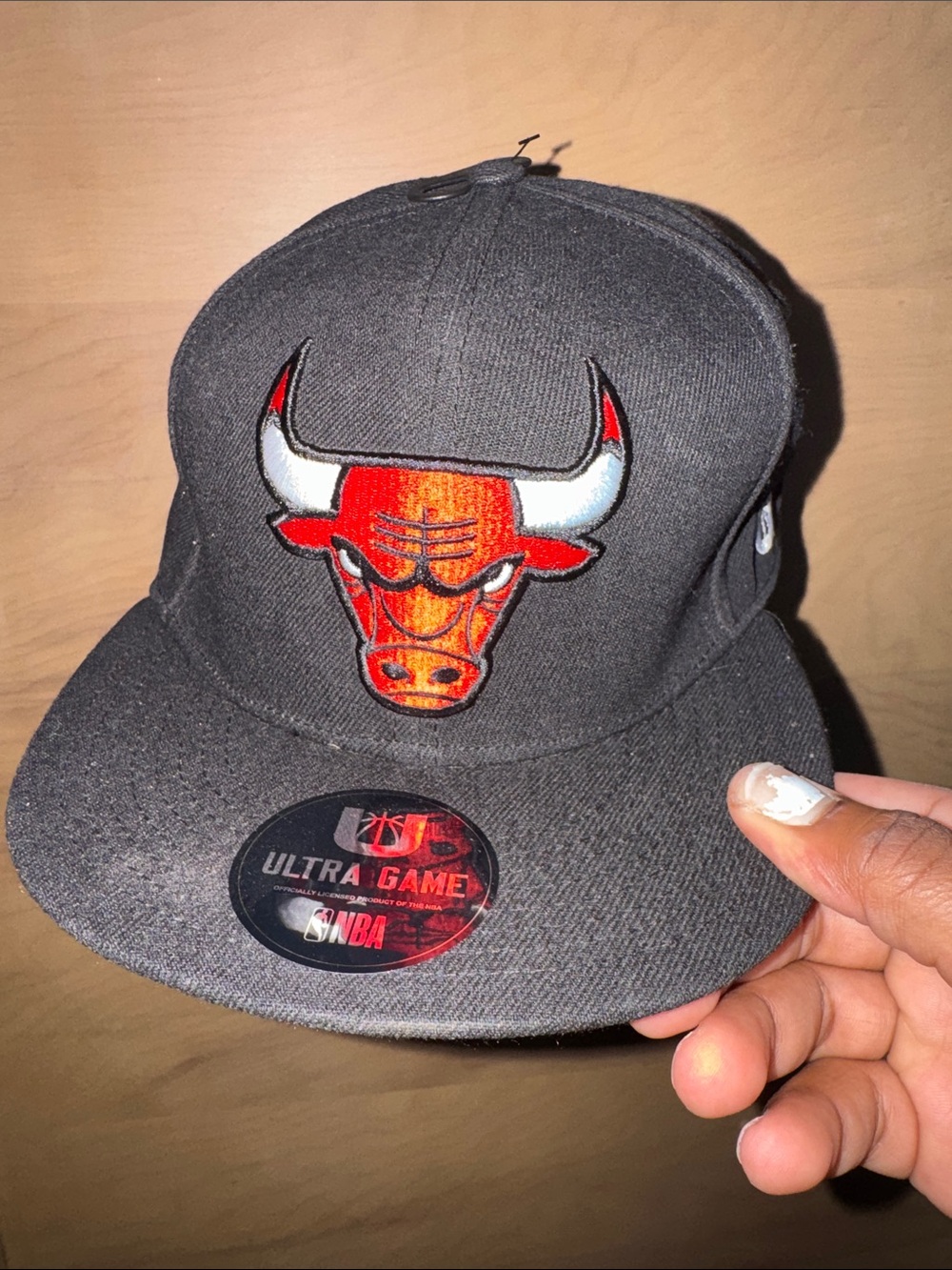 NBA Chicago Bulls Gray Hat with Red and White Bull Logo